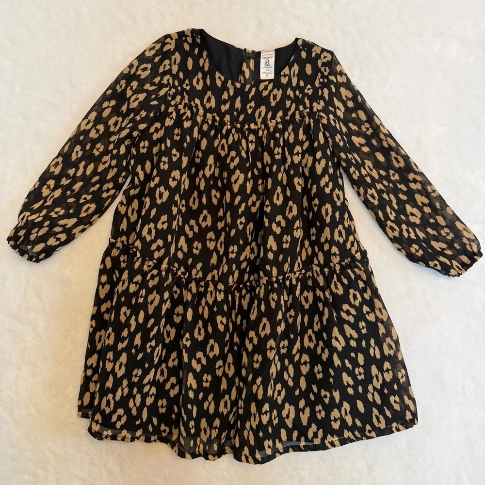 Carter's Size 5T Black and Gold Patterned Kids Dress